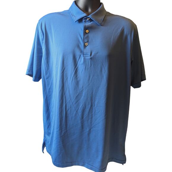 Peter Millar Polo Summer Comfort Mens Large Blue Striped Short Sleeve Golf Shirt - Picture 7 of 9
